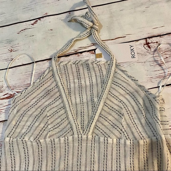 Roxy I Feel Sea White & Black Stripe Halter Top NWT - Picture 5 of 12